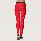 Leggings Étoiles dorées sur fond rouge (Dos)
