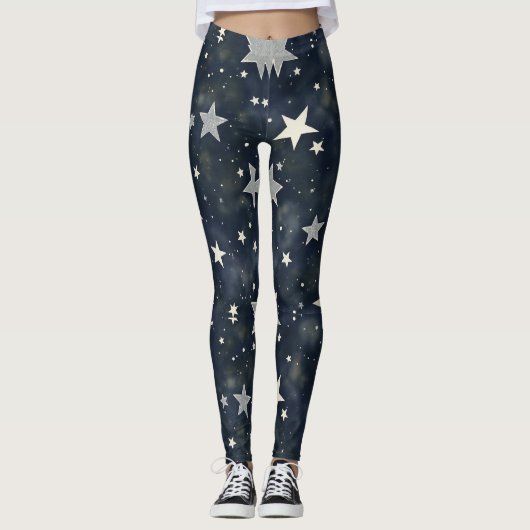 Leggings Étoiles éparses Motif sans couture (Devant)