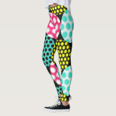 Leggings Étoiles et cercles, motif pop multicolore. (Gauche)