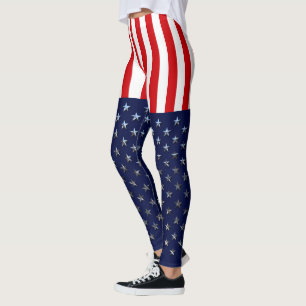 Leggings Étoiles Et Rayures Patriotiques Américaines