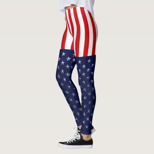 Leggings Étoiles Et Rayures Patriotiques Américaines (Gauche)
