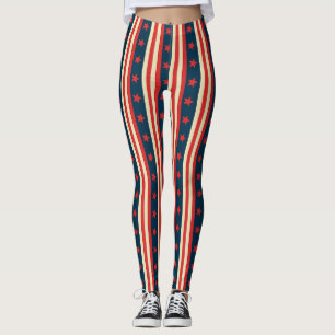 Leggings Étoiles et rayures patriotiques - Amérique Vintage