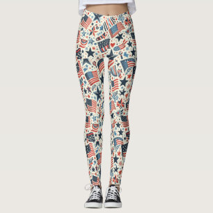 Leggings Étoiles et rayures patriotiques USA