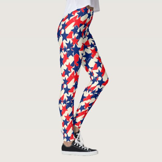 Leggings Étoiles et Rayures Rouges, Blanches et Bleues (Droite)