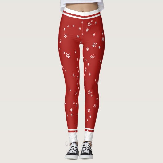 Leggings Étoiles et rayures rouges et blanches (Devant)