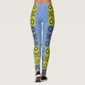 Leggings étoiles et roues en bleu et jaune (Dos)