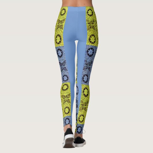 Leggings étoiles et roues en bleu et jaune (Dos)