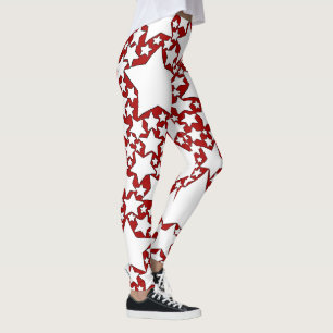 Leggings Étoiles, Étoiles, Étoiles en rouge et blanc