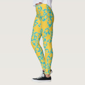 Leggings Étoiles, Étoiles, Étoiles en Turquoise et Jaune (Gauche)