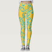 Leggings Étoiles, Étoiles, Étoiles en Turquoise et Jaune (Devant)