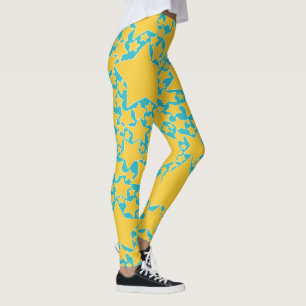 Leggings Étoiles, Étoiles, Étoiles en Turquoise et Jaune