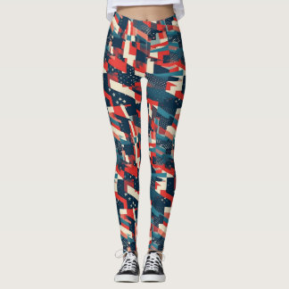 Leggings Etoiles géométriques modernes Motif du drapeau amé