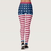Leggings Étoiles & Grilles Blanc Rouge Bleu USA Drapeau pat (Dos)