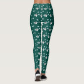 Leggings Étoiles Grises Et Arrière - plan Vert (Dos)