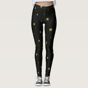 Leggings Étoiles noires et jaunes dorées