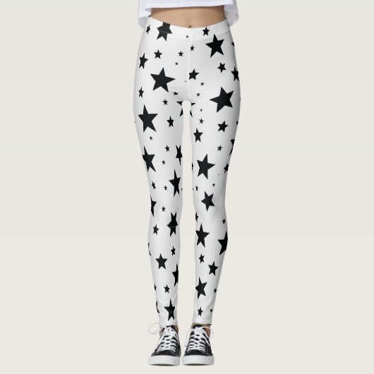 Leggings Étoiles noires sur Arrière - plan blanc (Devant)