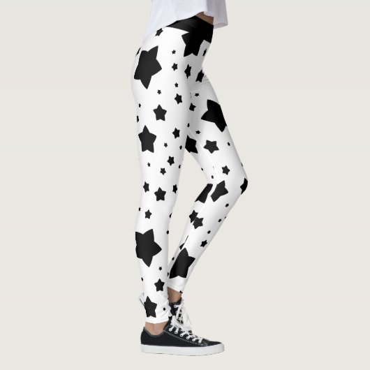 Leggings Étoiles noires sur blanc (Droite)
