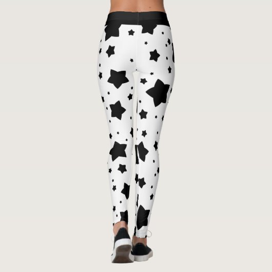Leggings Étoiles noires sur blanc (Dos)