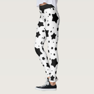 Leggings Étoiles noires sur blanc