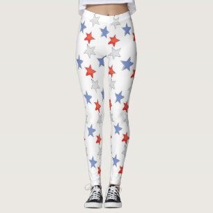 Leggings Étoiles Patriotique Rouge Blanc Bleu