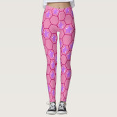 Leggings étoiles roses dans un nid d'abeille fuchsia (Devant)