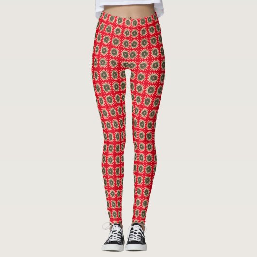 Leggings Étoiles rouge et or (Devant)