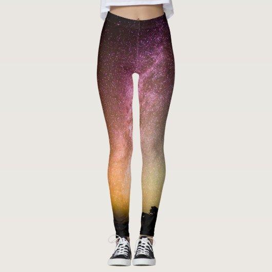 Leggings Étoiles scintillantes Rainbow Galaxy (Devant)