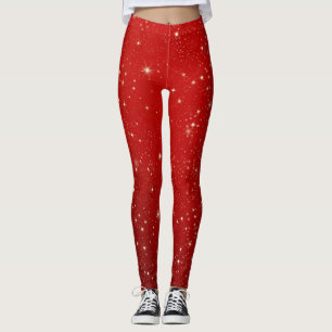 Leggings Étoiles scintillantes sur rouge