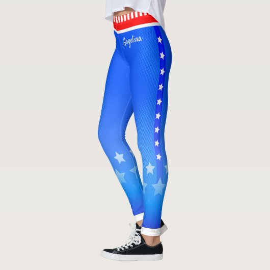 Leggings Étoiles sur les bandes latérales avec votre nom su (Gauche)