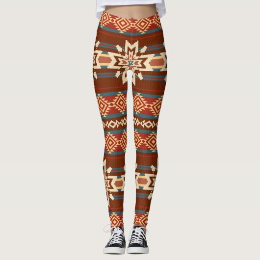 Leggings Étoiles textiles ethniques : Motif Abstrait. (Devant)
