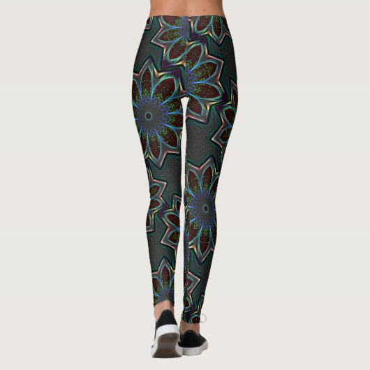 Leggings Etrange ellipse circulaire foncée avec feuilles ab (Dos)