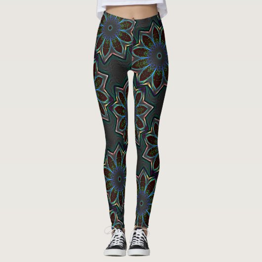 Leggings Etrange ellipse circulaire foncée avec feuilles ab (Devant)