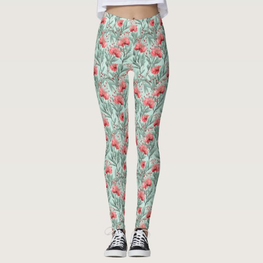 Leggings Éucalyptus de corail (Devant)