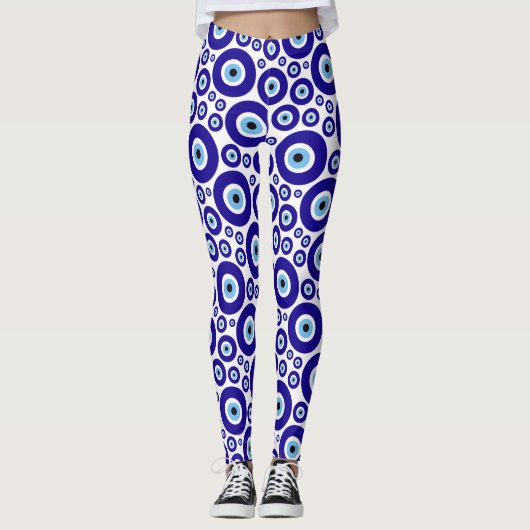 Leggings Evil Eye Pattern, Greek Eye, Turkish Eye, Nazar (Devant)