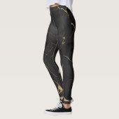 Leggings Excellente Impression Couleur En Marbre Noir (Gauche)