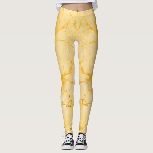 Leggings Excellente impression couleur marbre jaune (Devant)