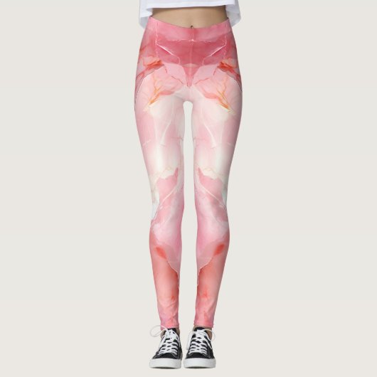 Leggings Excellente impression couleur marbre rose (Devant)