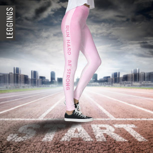 Leggings Exécutez dur, soyez fort Élégant sport rose acti