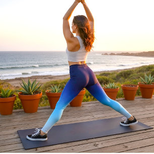Leggings Exercice de dégradé Ombre bleu océan