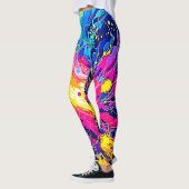 Leggings Explosion Cosmique : Art vibrant à éclaboussures (Gauche)