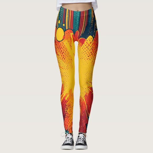 Leggings Explosion d'art pop de style comique (1) (Devant)