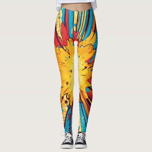 Leggings Explosion d'art pop de style comique (11) (Devant)