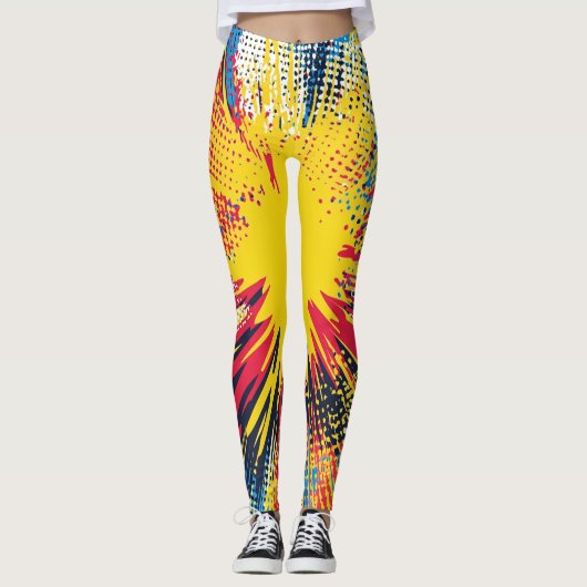 Leggings Explosion d'art pop de style comique (3) (Devant)