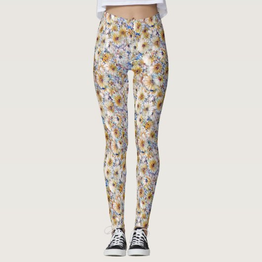 Leggings explosion de marguerite aquarelle (Devant)