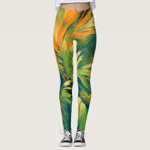 Leggings Explosion de palmier abstrait – Énergie tropicale