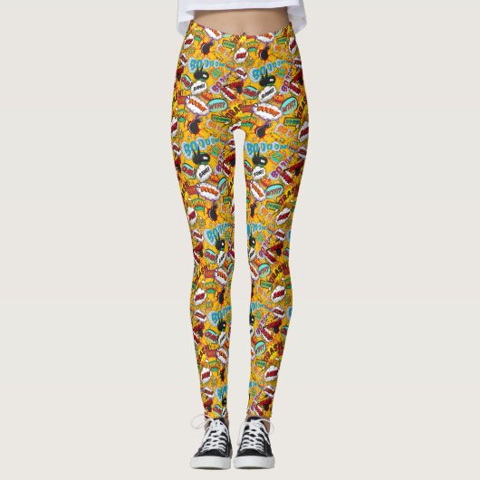Leggings Explosions de Pop Art de Bande Dessinée (Devant)
