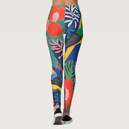 Leggings Expressionnisme perroquets Art Plante tropical (Dos)