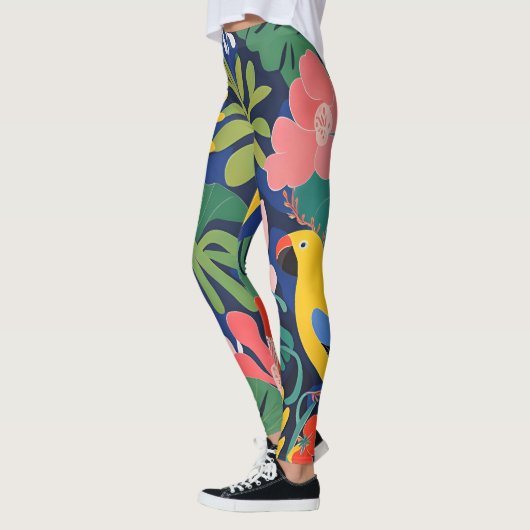 Leggings Expressionnisme perroquets Art Plante tropical (Gauche)