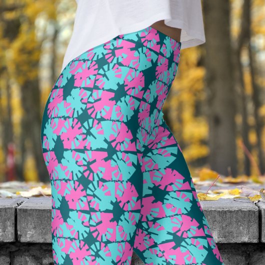 Leggings Fabulous Dark Turquoise Blue Phase Shift Motif