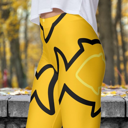 Leggings Fabun Fun Jaune et Motif Fin Noir